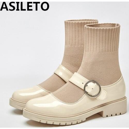 ASILETO Women PU Leather Low Heel Buckle Chains Lazy Flats Dress Shoes Male Casual Stylish Loafers Shoes Zapatos De Hombre 44