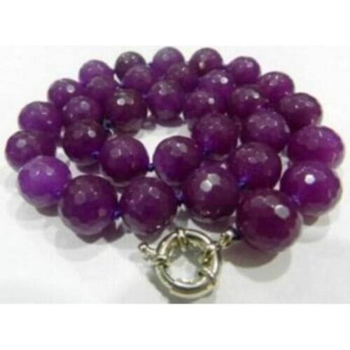 Free Shipping Natural 10mm Green Emerald Faceted Gemstone Round Beads Necklace 17.5"