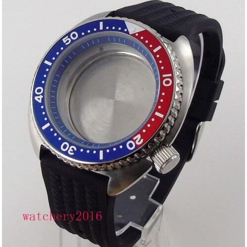 BLIGER Fit For NH35A/NH36A Brushed 45mm Watch Case Sapphire Glass 5ATM Waterproof Rubber Band Alloy Insert