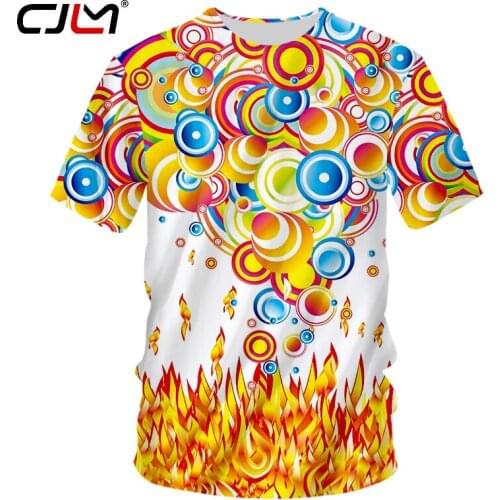 CJLM New Man Colorful O Neck Tshirt 3D Printed Personality T-shirt Flame Annulus Mens Spandex Tee Shirt Hot Sale Wholesale