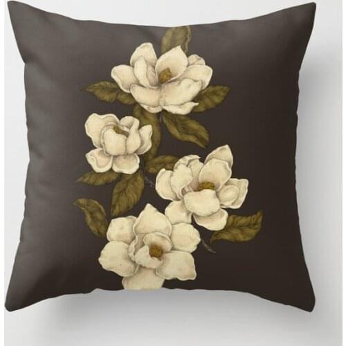 Magnolias Decorative Pillow Cushion Covers Square Pillowcase for Sofa Cotton Linen Pillow Cover