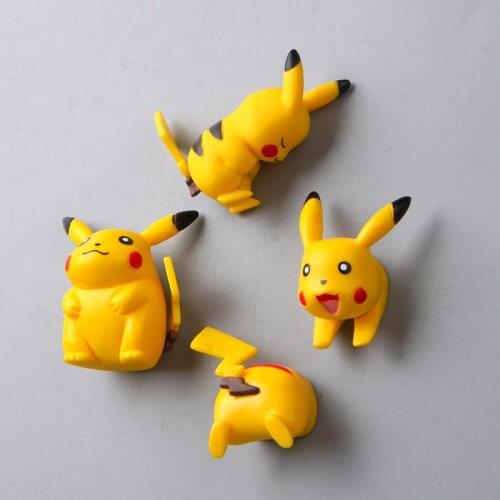 4pcs/lot Pokemon Pikachu Toys Pikachu Figures PVC Action Figure Toys Doll Collection Model Fridge Magnet Toy for Kids Gifts