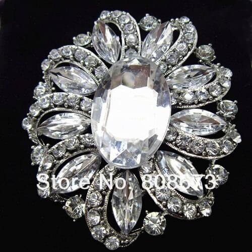 Express Free Shipping Cheap Wholesale Vintage Silver Plated Luxury Huge Crystal Brooch Pin