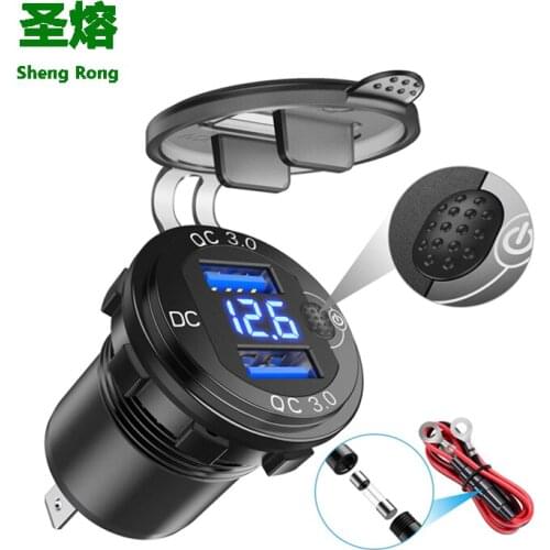 Cigarette Lighter Socket, 12V/24V Power Outlet Receptacle for Car Marine Motorcycle ATV RV, with Wire Fuse DIY