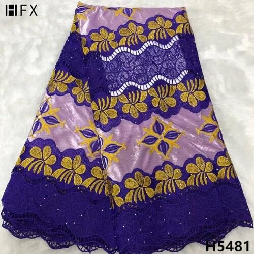 HFX High Quality Guipure Swiss Net Lace Velvet Fabric For Dress 2021 African Cord Lace Embroidery Net Fabric X5481