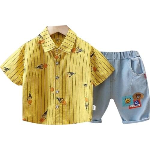 2Pcs Cute Infants Boys Clothing Sets Cotton Short Sleeve Baby Tops + Shorts Cartoon Clothes Tiny Cottons 2021 Fashion Clothes