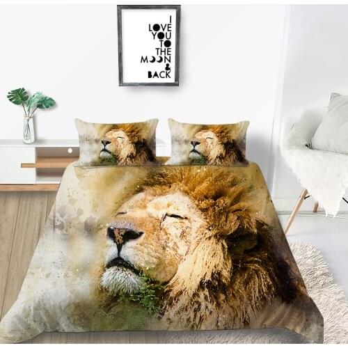 King Size Bedding Set Lion Head Fashionable 3D Watercolour Duvet Cover Queen Twin Full Single Double Unique Design Bed Set