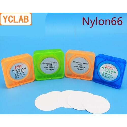 YCLAB Nylon66 Microporous Filter Membrane Diameter 25/50/60mm Aperture 0.22/0.45um 50PCS/Pack