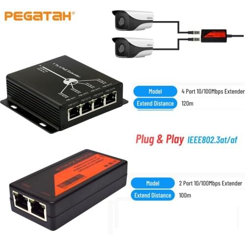 Mini POE Extender 10/100M 4 Ports 25.5W Extend 120 Meters IEEE802.3af POE Network Devices Plug-and-Play