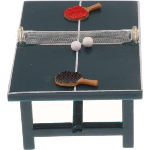 Miniature Table Tennis Pong Game Set 1:12 Scale Dollhouse Furniture Toy