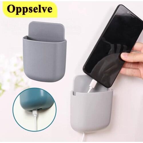 Wall-Mounted Storage Box Mobile Phone Charging Holder Box TV Air-Conditioner Remote Control Storage Box Plastic Intake Organizer