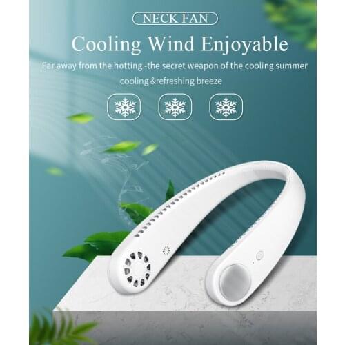 Newest Hanging Neck Fan Bluetooth 5.1 Dual Speaker Hands-free Cooling Fan Three-speed Adjustable Battery Powered