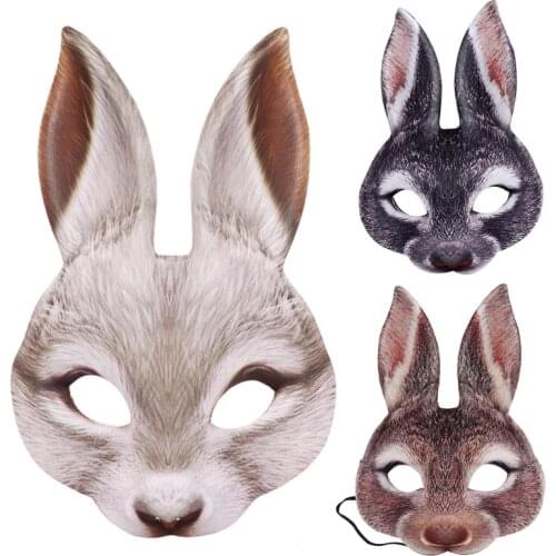 Easter Bunny Mask Halloween Carnival Party Bar Nightclub Costume Sexy Half Face Rabbit Ears Masks Half Face