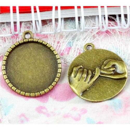 20pcs 20mm Inner Size Antique Bronze Plated Cabochon Base Setting Charms Pendant DIY Accessories