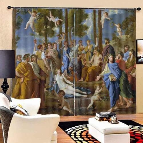 Custom Luxury European character window curtains Blackout for living room bedroom