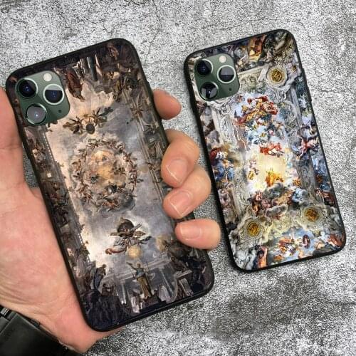 Religious mural Renaissance vintage art luxury soft silicone Phone case cover shell For iPhone 6 6s 7 8 Plus X XR XS 11 Pro Max