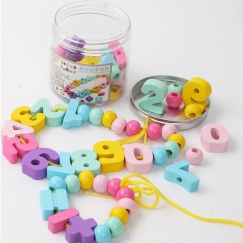 With Numbers Beaded Bracelet ENLIGHTEN Educational Force Development Bead Toy Early Education Threading Building Blocks