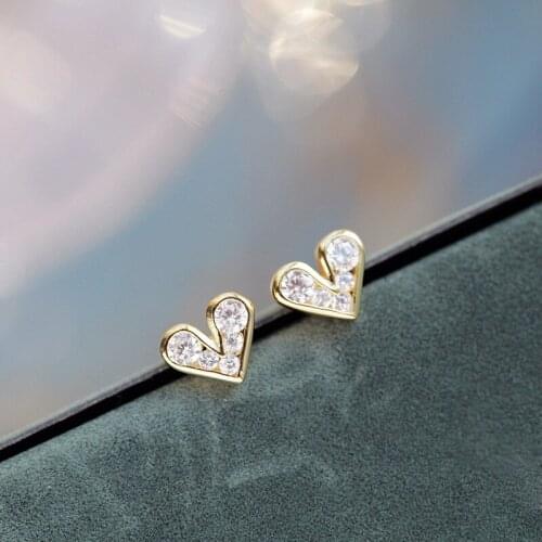 14K Yellow White Gold Diamond Stud Earrings for Women Bohemia Wedding Peridot Bizuteria Stud Earring Heart Fashion Fine Jewelry