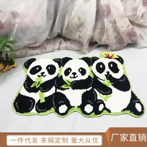 Nordic wind cartoon 3 little panda mat childrens bedroom bedside rug kitchen bathroom rug
