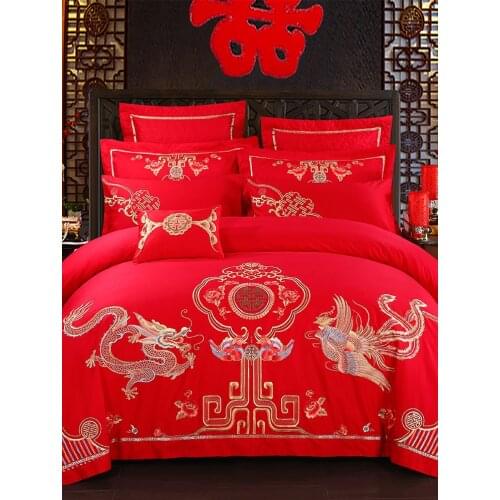 Wedding cotton four-piece suit big red festive wedding room bedding