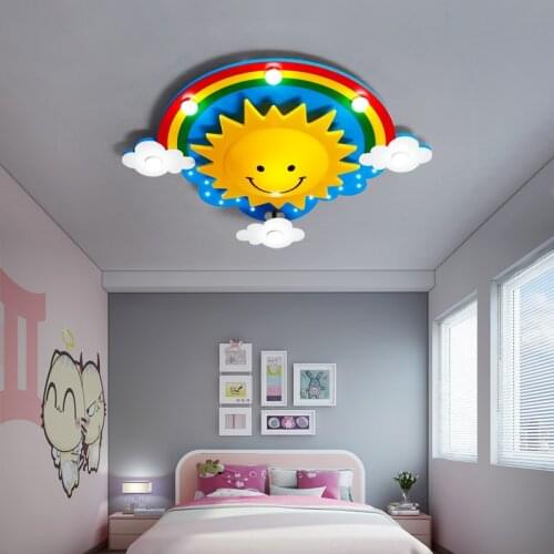 Kids Room Light Fixture Children Room Ceiling Lights For Girls Room Rainbow Sun Led Cute Bedroom Light Child Room Ceiling Lamp