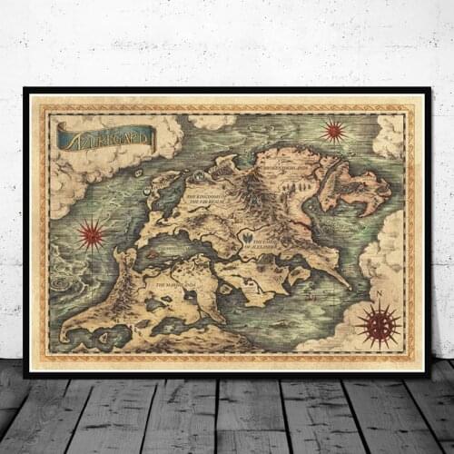 Vintage Canvas Painting and Prints Wall Art Picture Made In Abyss Map Anime Movie Poster Decorative for Living Room Home Mural
