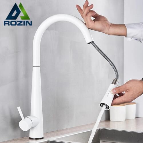 Rozin Touch Sense White Kitchen Faucet White Pull Out Kitchen Mixer Faucets Black Smart Sensor Stream Spray Mode Mixer Taps