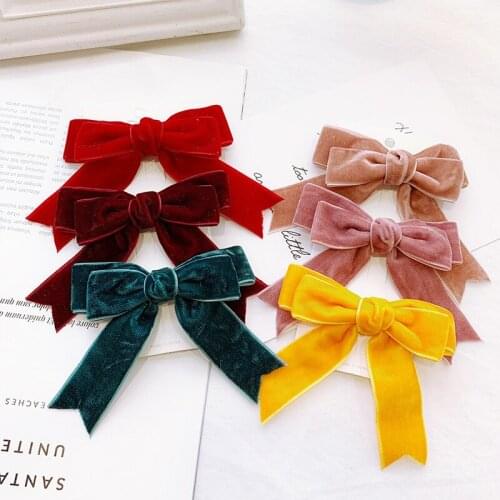 6pcs/lot Handmade Super Soft Velvet Girls Hair Bows Clips Children Bowknot Hairpin Party School Barrettes Girls Hair Accessories