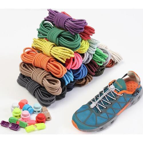 1 Pair Plastic Lock Round Shoelaces Elastic 1 Second Fast No Tie Shoelaces Suitable For All Sports Shoes Accessories Lazy lace