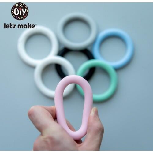 Lets Make 10pc 65mm Silicone Teething Beads Baby Toys For Nursing Necklace Rattle Baby Feeding Silicone Ring Baby Teether