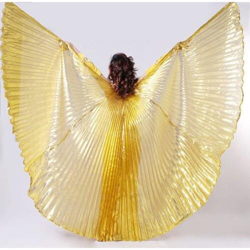 2018 Style Professional Belly Dance Transparent Fabric Isis Wings Gold Colour