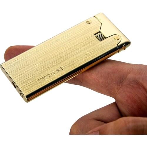 2020 Full Copper Metal Lighter Classic Ultra-thin Creative Personality Male Inflatable Grinding Wheel High-end Lighter Gift