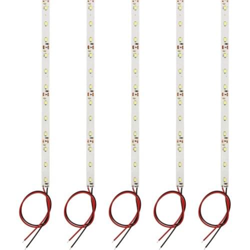 DD08 5pcs Pre-wired 20CM Light Strip 12-LEDs Warm White or Bright White SMD 3528 LEDs Self-adhesive 12V 20cm Long Wire