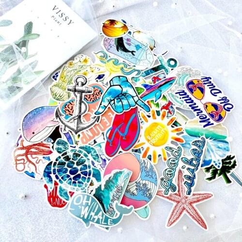 50pcs VSCO Stickers Summer surf beach sticker For Children Laptop Fridge Phone Skateboard Suitcase Funny Cool Sticker