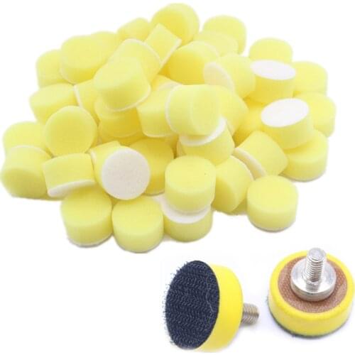 60Pcs 1 inch (25mm) Buffing Pads with 2pc adhesive sheet Sponge Polishing Pads Polishing Grip Pad For Car Polisher Boat Polisher