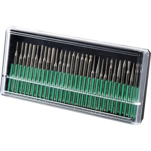 30pcs/1 box Abrasive Needles 3mm Shaft Grinding Head Polishing Diamond coated Bur Bits Electric Drill accessories various sizes