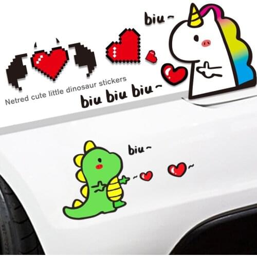 Car Sticker Lovely Cute Dinosaur Unicorn Bumper Luggage Door 6 Styles Decal Motorcycle Auto Car Accessories Decoration