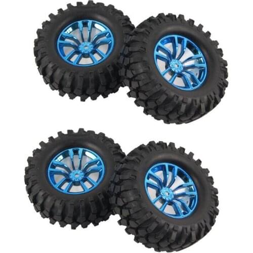 Free Shipping 4pcs 1.9 inch RC Crawler car tires tyres with Aluminium alloy wheel hub fit for Axial SCX10 96mm