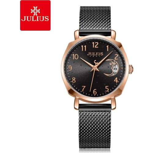 Julius Watch Moon Window Dial Calendar Womens Clock Auto Date High Quality Original Ladies FashionWatch Dropshipping JA-1146