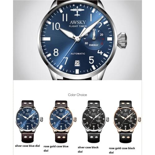 316L Stainless steel Seagull ST2532 Movement power reserve sapphire crystal men pilot transparent back automatic Watch