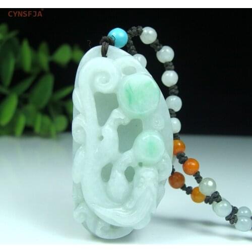CYNSFJA Real Rare Certified Natural Grade A Burmese Emerald Jadeite Amulets Dragon Jade Pendant High Quality Carved Best Gifts