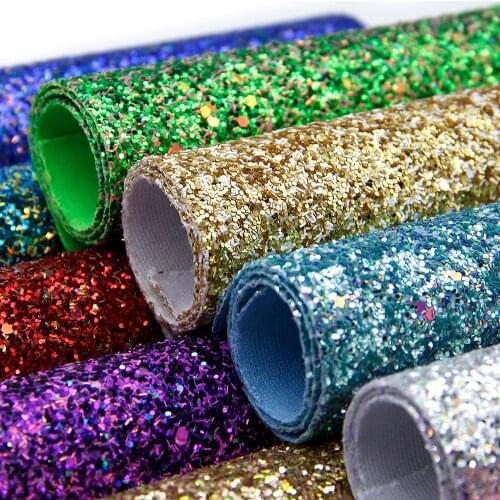 David accessories 20*33cm Chunky Glitter Synthetic Leather Patchwork For Bow Faux Leather Sheets DIY Projects Crafts,1Yc8568