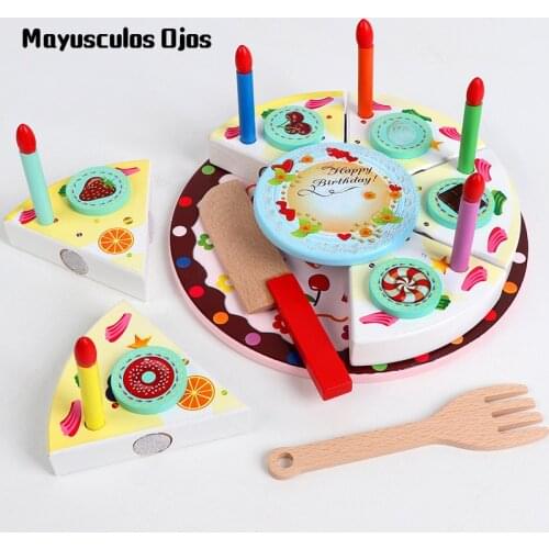 Childrens Simulation Birthday Cake Cut To Watch Baby Role Play Boy And Girl Play House Wooden Toys