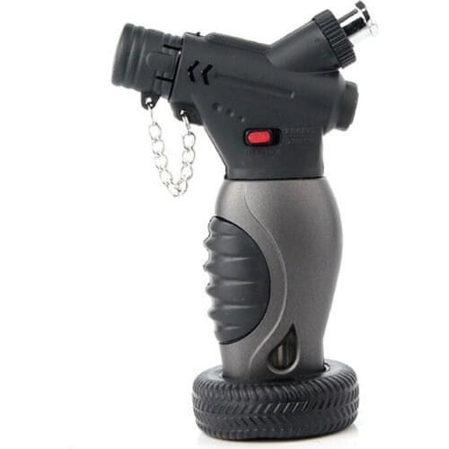 Gas Lighter Creative Tire Bottom Spray Gun Welding Torch Straight Into Butane Windproof Lighter for Smoking Cigarettes Gadget