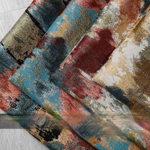 Contrasting Color Abstract Cotton Yarn Fashion Jacquard Fabric throw pillow cushion fabric garment designer sewing fabric