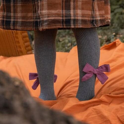 Cotton Colored Tights For Children Toddler Girls White Black Knit Bow Princess Pantyhose Kids Socks Infant Baby Warm Stockings