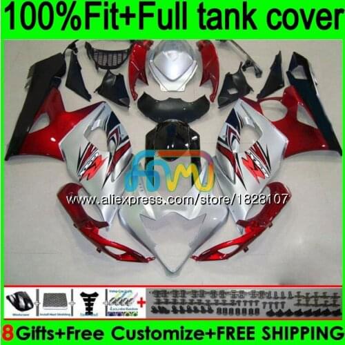 Injection For SUZUKI GSXR1000 K5 GSXR-1000 GSX Red silver R1000 98BS.76 GSX-R1000 GSXR 1000 CC 1000CC 05 06 2005 2006 Fairings