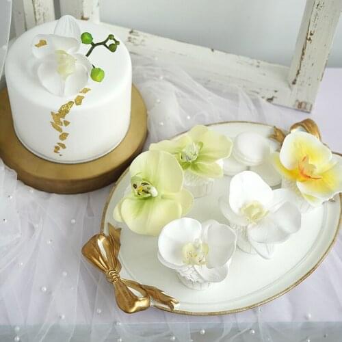 Artificial Phalaenopsis Cake Flower cup cake Simulation snack Baking window decoration Shooting props