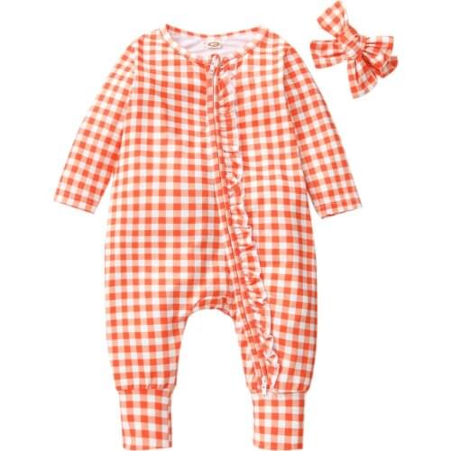 Newborn Girls Jumpsuit Cotton Baby Clothes Childrens Fashion Plaid Jacket Childrens Sets Kids Winter Jump Suits For Baby Boy