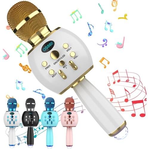 Karaoke Microphone Bluetooth Mikrofon Music Player Microfone For Live Broadcast Online Singing Gift Mic For Kids